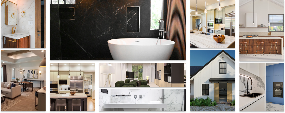 Collage of home interiors and exteriors