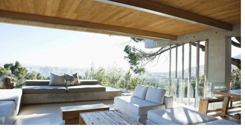 Covered patio of Bay Area new construction home