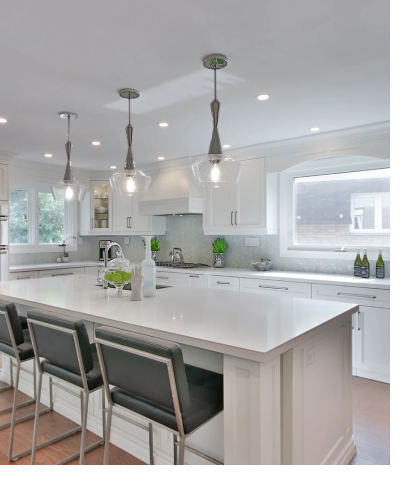 Interior of luxury kitchen with island