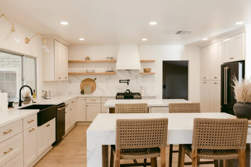 Interior of kitchen and dining remodel