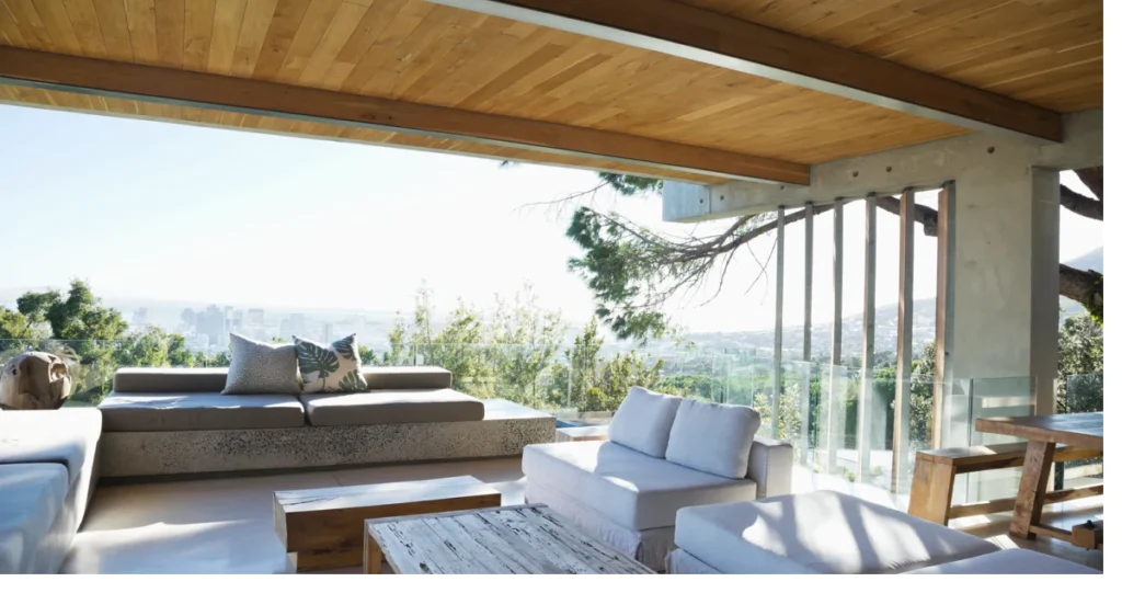 View looking out of patio for new home construction