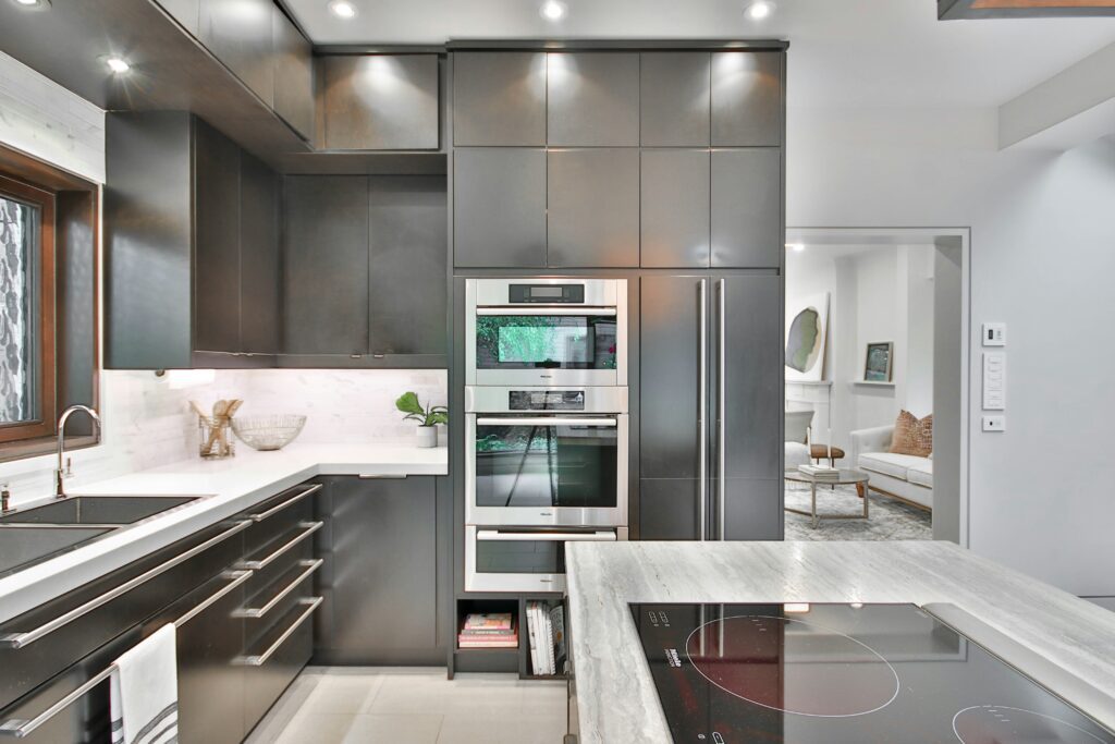 Modern kitchen with grey cabinetry