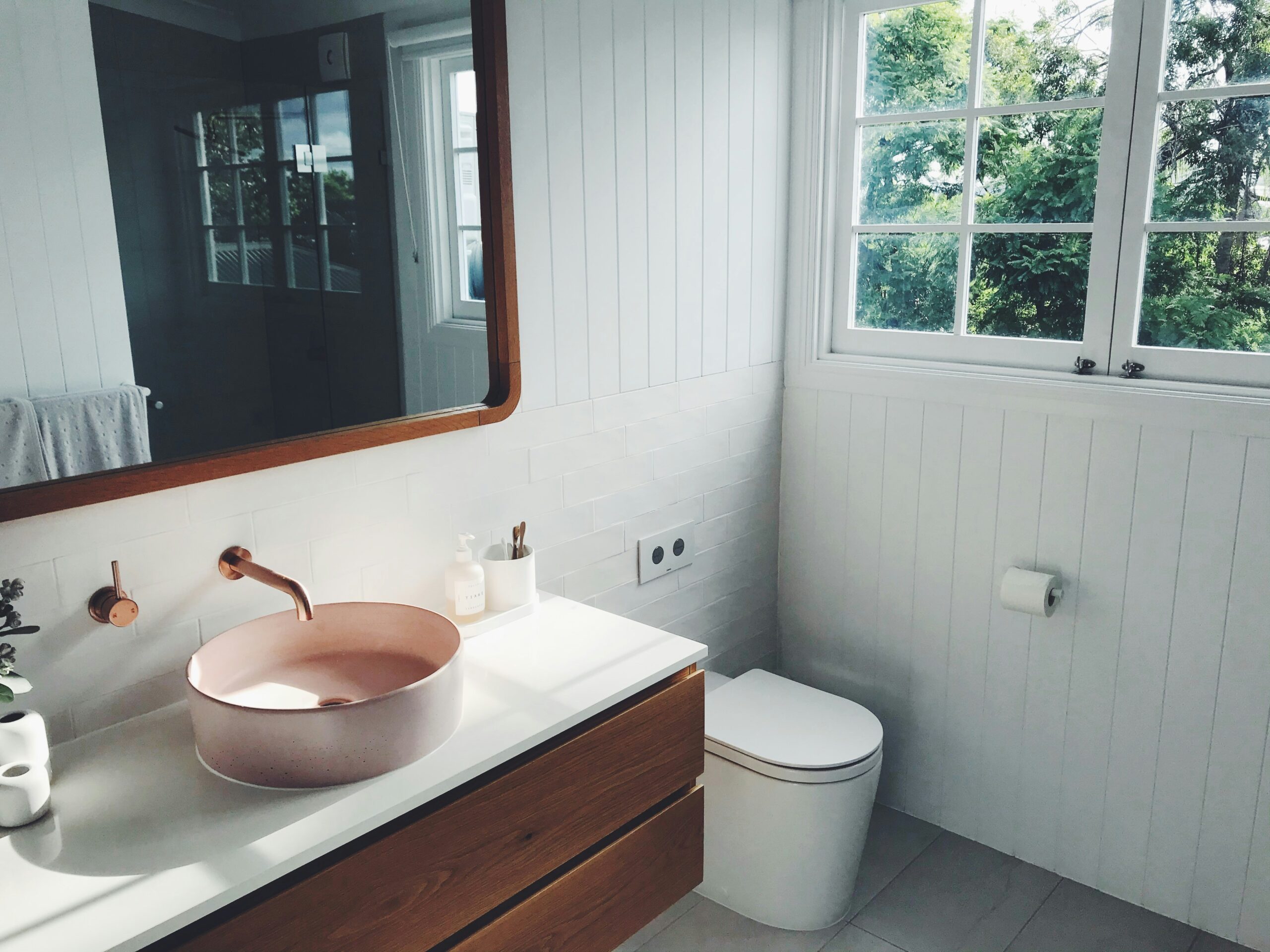 Modern bathroom with modern toilet