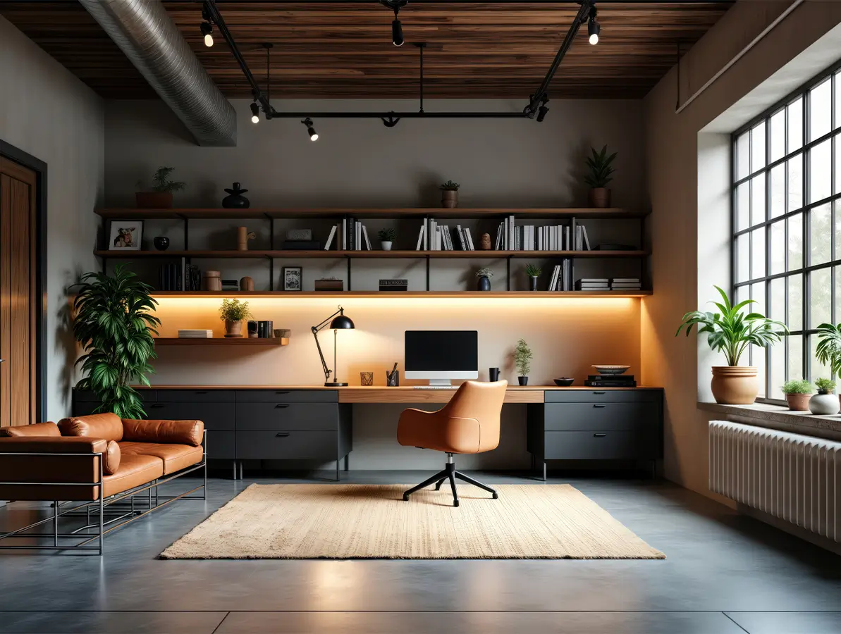 Conversion of garage into ADU, sleek office