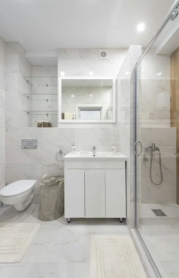A marble guest bathroom addition