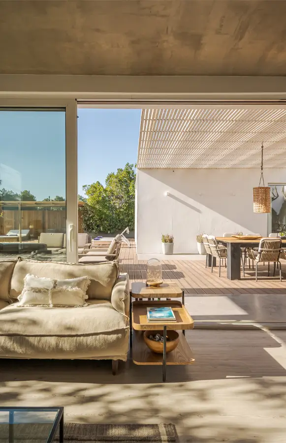 An open living room on the terrace