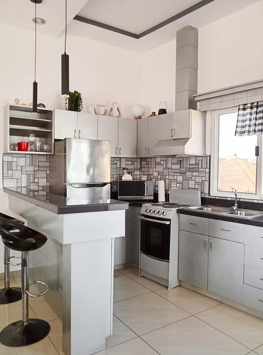 ADU kitchen with barstools