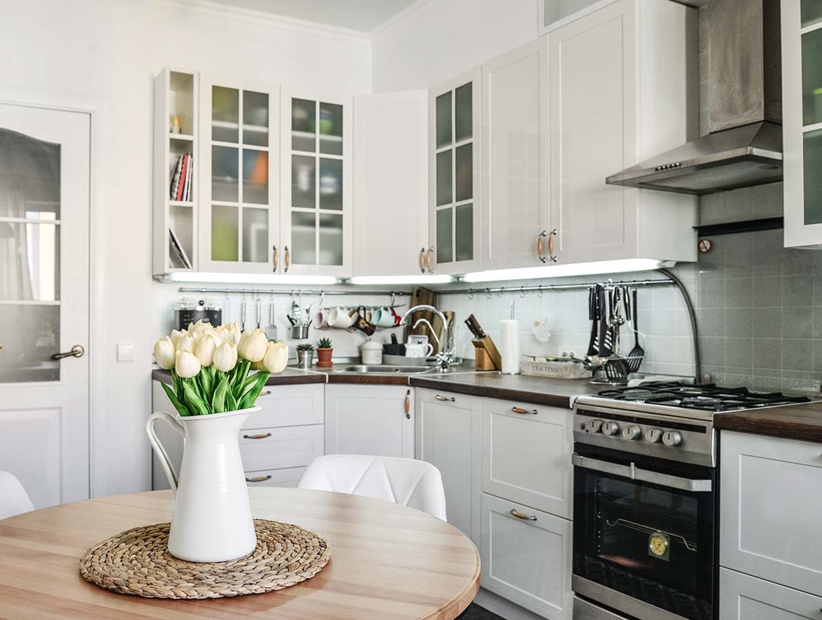 A contemporary kitchen in an ADU