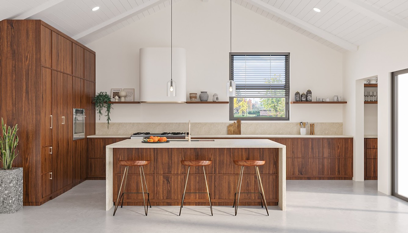 Stylish kitchen with island.