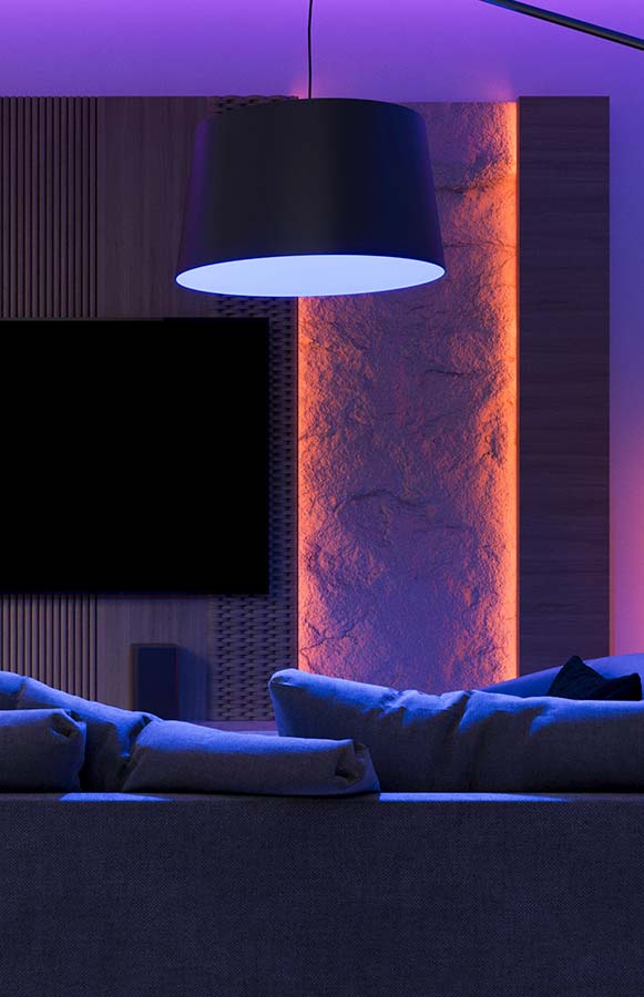 Modern living room with home theatre