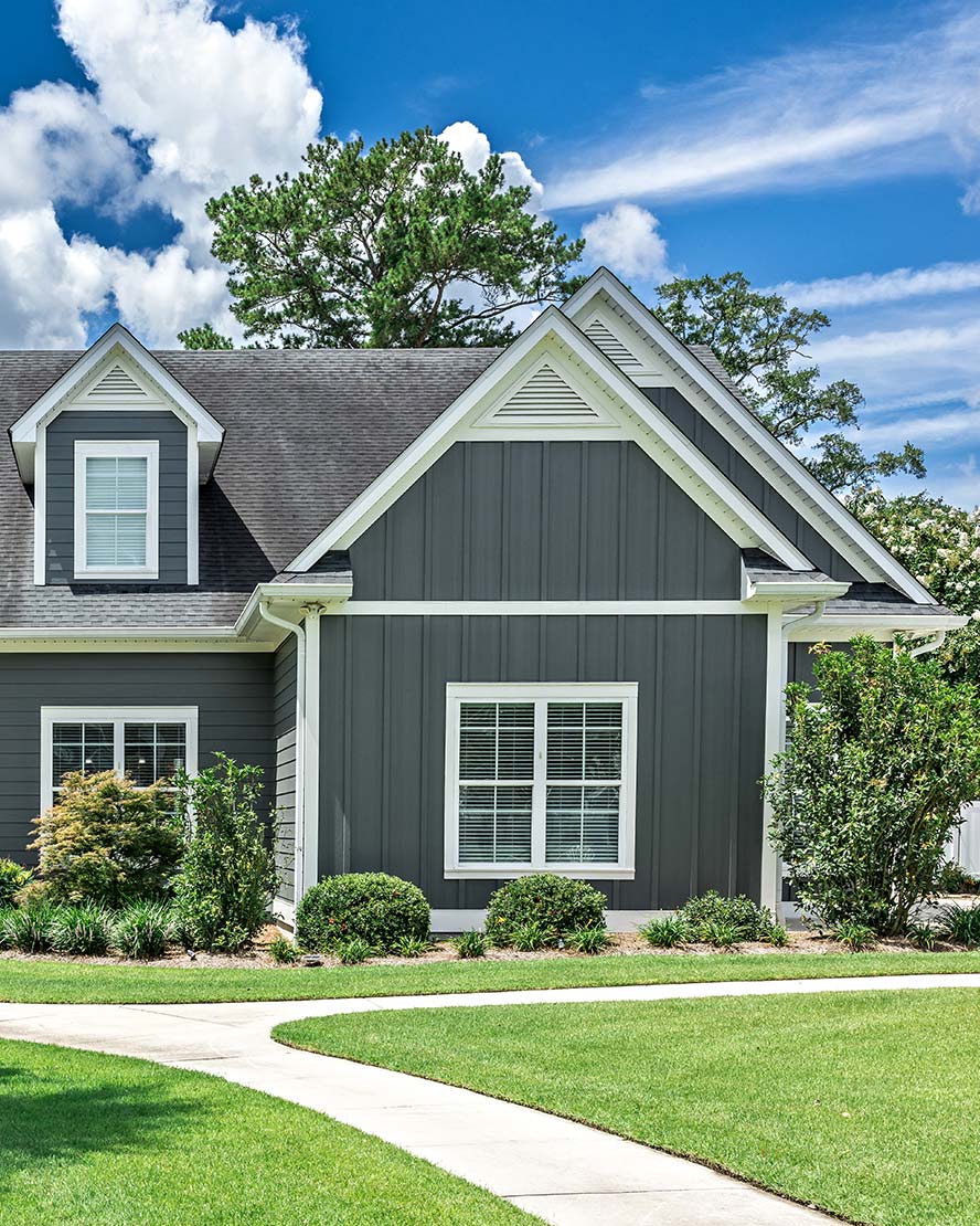 A stylish villa on a bright day.
