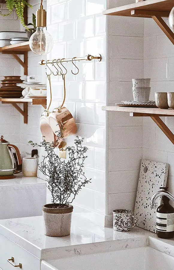 A customized white bronze kitchen