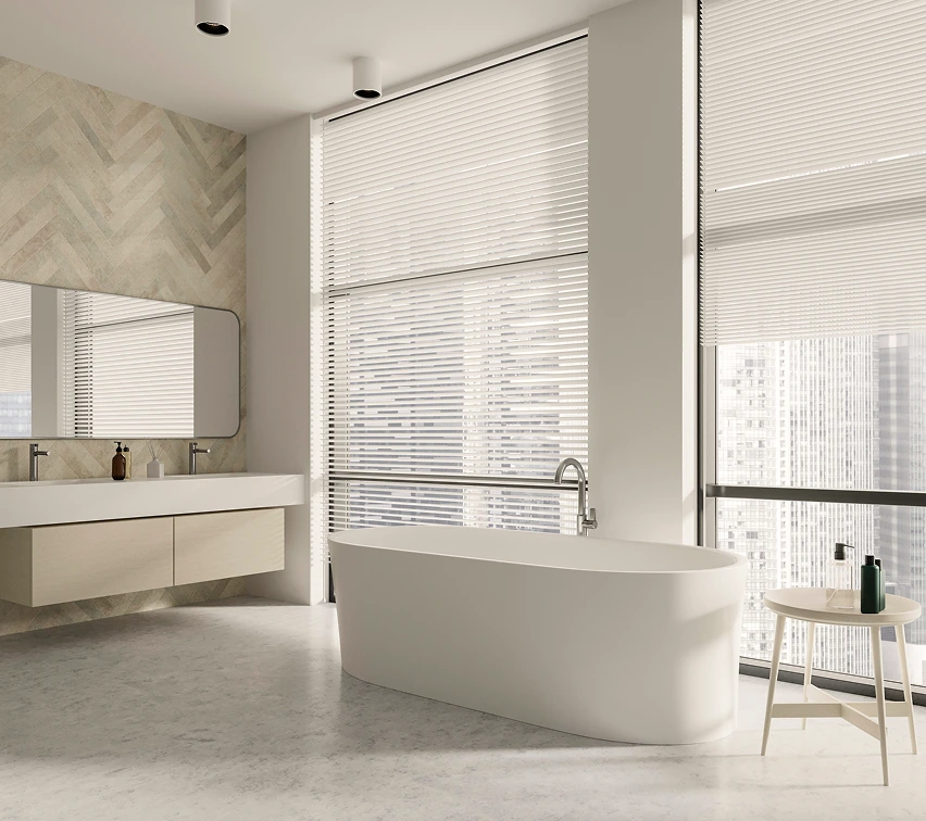 A newly remodeled luxury bathroom