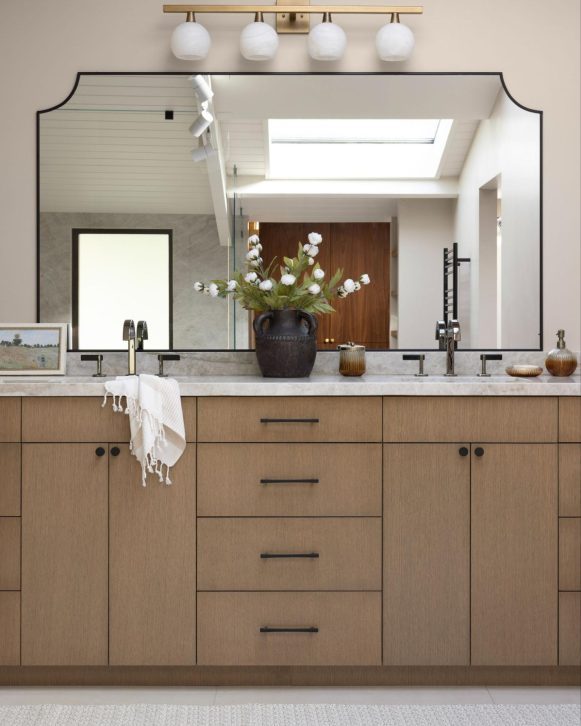 Bathroom design-build project with custom double vanity